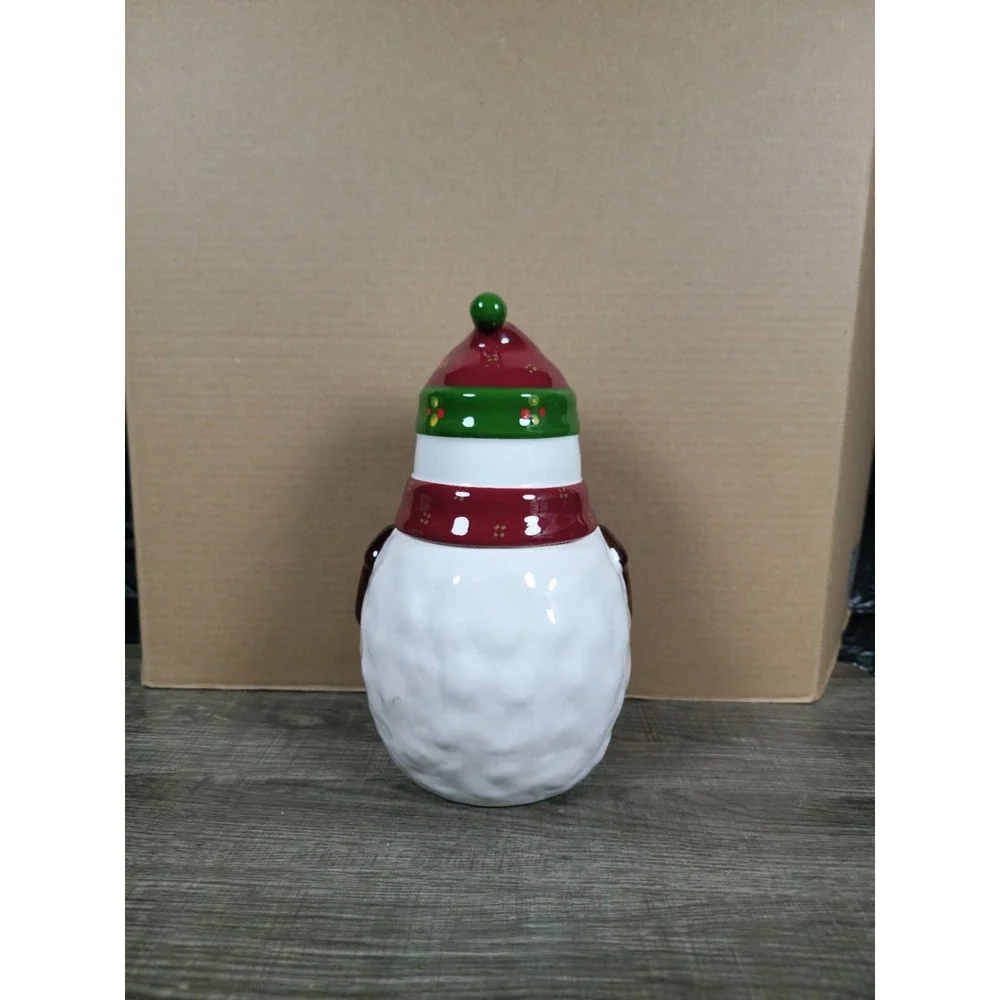 Hand Painted Ceramic Snowman Cookie Jar for Nonni's Biscotti